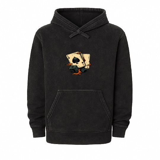 Floral Skull with Cards & Dice Mineral Wash Hoodies