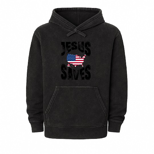 Jesus Saves USA Mineral Wash Hoodies