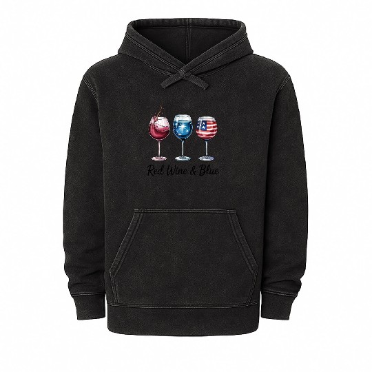 4th of July Red Wine Blue Mineral Wash Hoodies