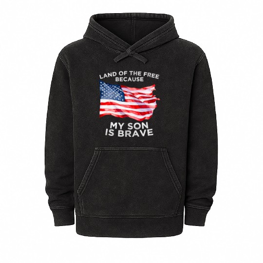 Land of the free because my son is brave USA Mineral Wash Hoodies