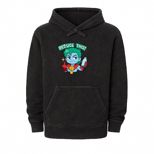 Chibi Style Captain Planet Reduce This!Design Mineral Wash Hoodies
