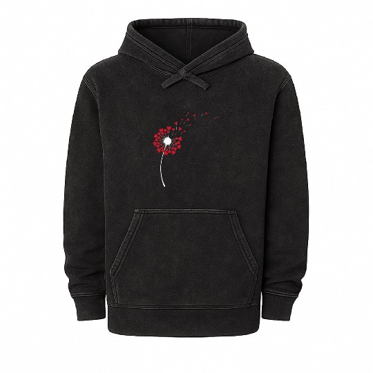 Cute Dandelion Heart Flower Floral Wildflower Mineral Wash Hoodies