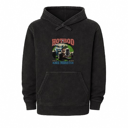 Hot Rod Monster Retro Race Mineral Wash Hoodies