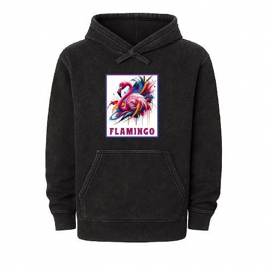 Graffiti Flamingo Explosion Mineral Wash Hoodies