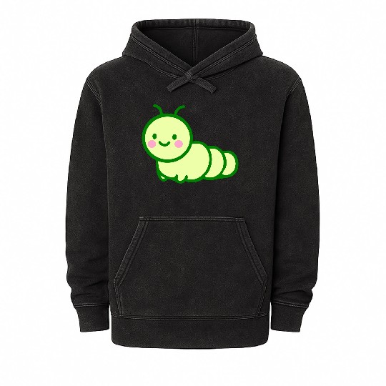 Cute Green Caterpillar- Adorable Insect Lover Mineral Wash Hoodies
