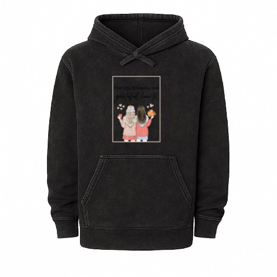 Family, friends, and grateful hearts Mineral Wash Hoodies