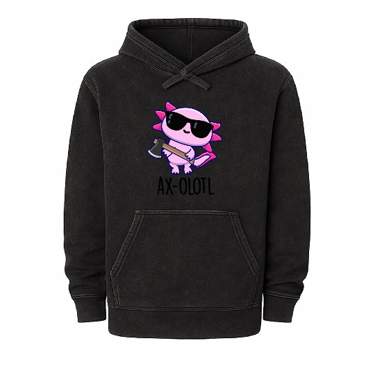 Ax-olotl Funny Animal Axolotl Pun Mineral Wash Hoodies