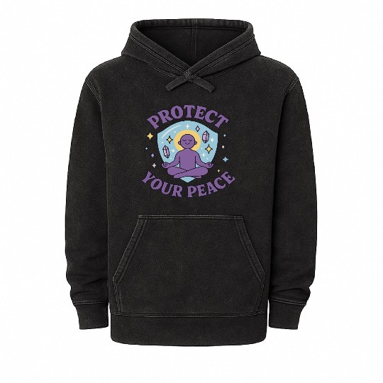 Protect Your Peace Meditation Zen Spiritual M Mineral Wash Hoodies