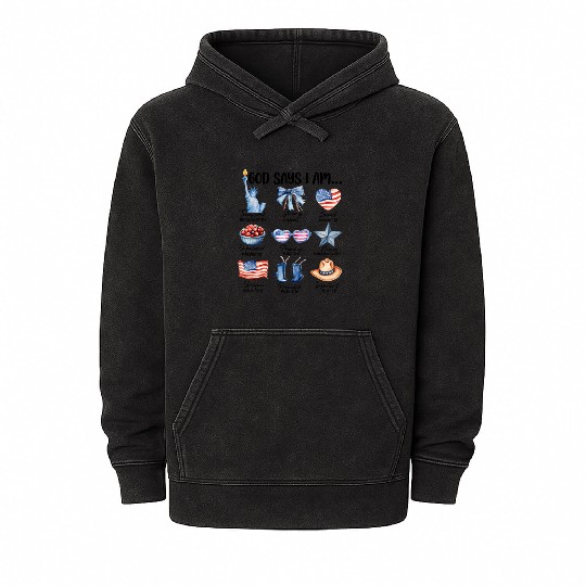 Christian God Says I Am Mineral Wash Hoodies