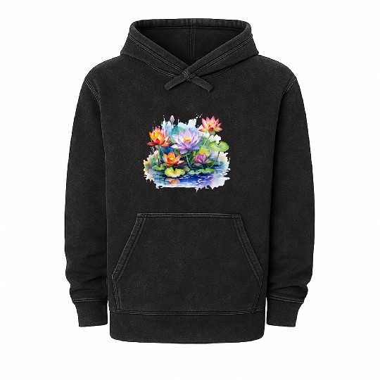 Retro Zen Lotus Buddha Meditate Mineral Wash Hoodies