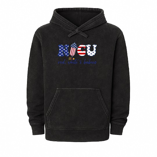 NICU Patriotic Red White Babies Mineral Wash Hoodies