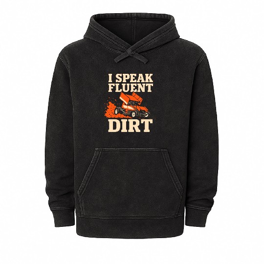Sprint Car Racing Dirt Track Speed Oval Race Mineral Wash Hoodies