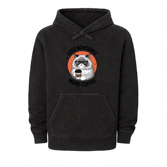 Grumpy Cat with Coffee Mineral Wash Hoodies