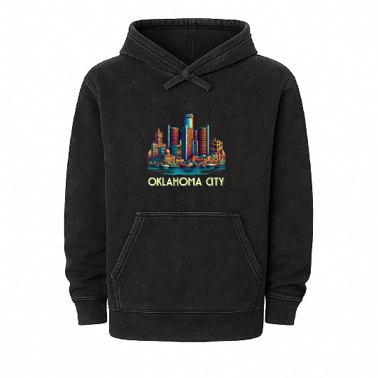 Oklahoma City Oklahoma USA Mineral Wash Hoodies