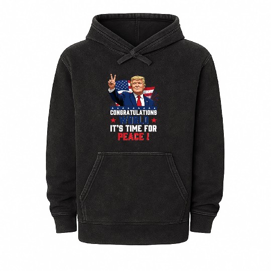 Congratulations world, It's time for peace! Mineral Wash Hoodies