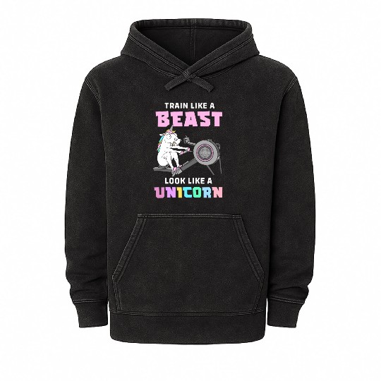 Fitness Exercise Gym Unicorn Mineral Wash Hoodies