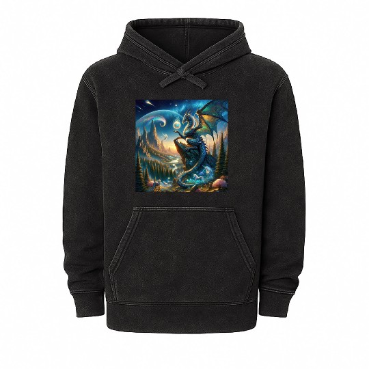 Dragons Domain Fantasy Landscap Mineral Wash Hoodies