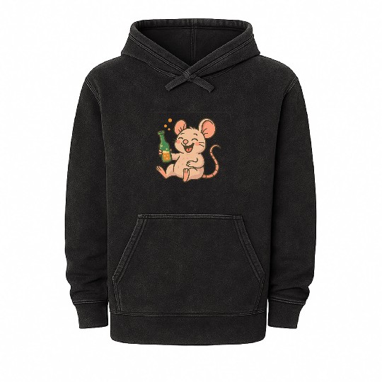 Drunk Party Mouse Mineral Wash Hoodies