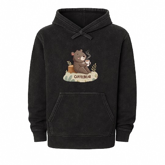 Brewster the Coffee Cub Mineral Wash Hoodies