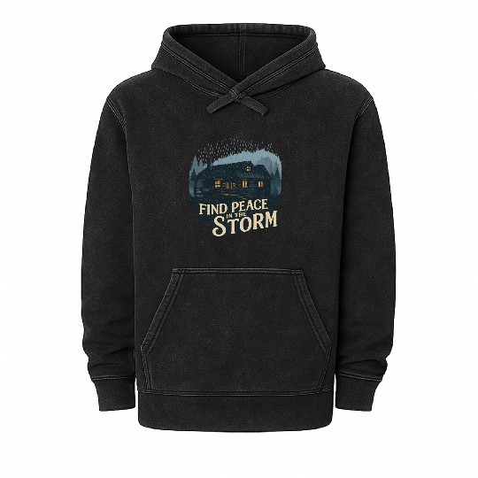 Find Peace in the Storm Cabin Retreat Mineral Wash Hoodies