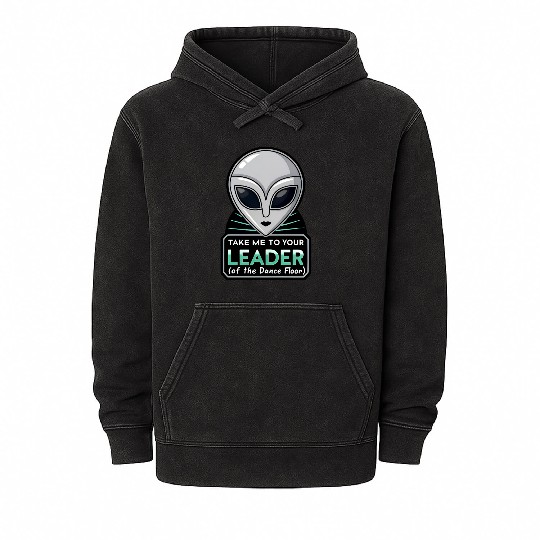 Take Me To Your Leader Alien Rave Retro 2000s Y2K Mineral Wash Hoodies