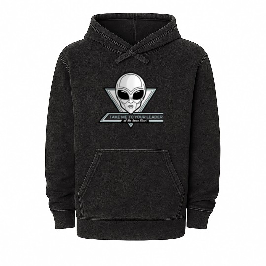 Take Me To Your Leader Alien Rave Retro 2000s Y2K Mineral Wash Hoodies