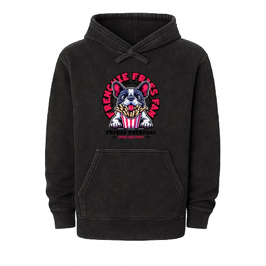 Frenchie Fries Fan Mineral Wash Hoodies