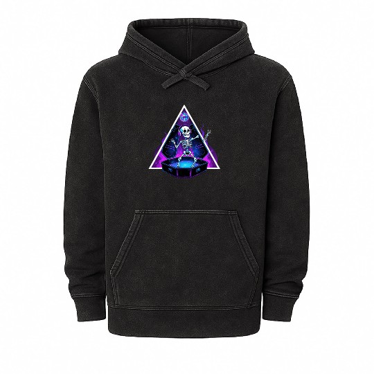 Neon Dancing Skeleton in Coffin Mineral Wash Hoodies