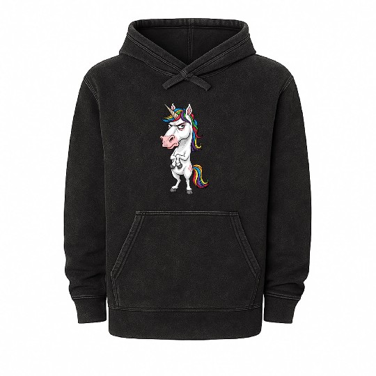 Moody Rainbow Unicorn: Not Today! Mineral Wash Hoodies