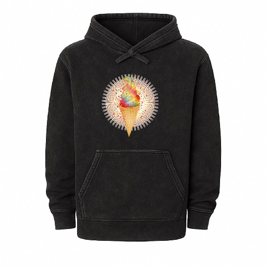 Artfully decorated ice cream in a waffle cone Mineral Wash Hoodies