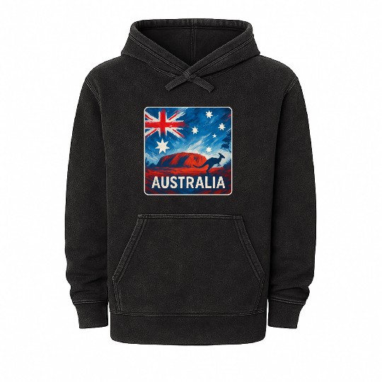 Australia Outback Design Mineral Wash Hoodies
