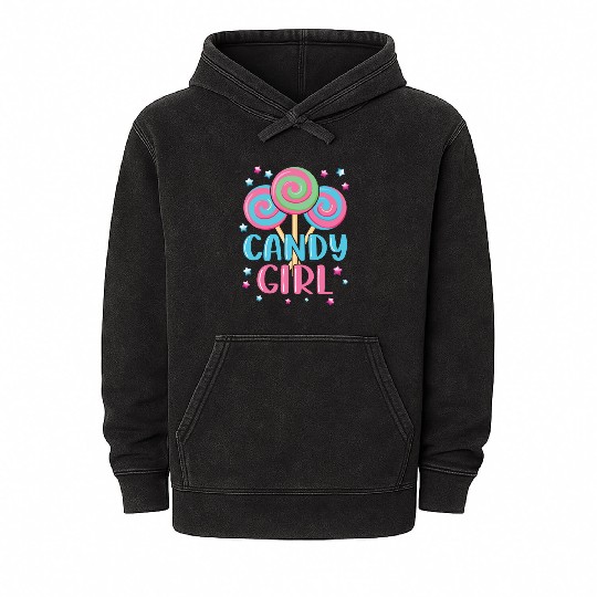 Cute Lollipop Candy Girl Design 01 Mineral Wash Hoodies