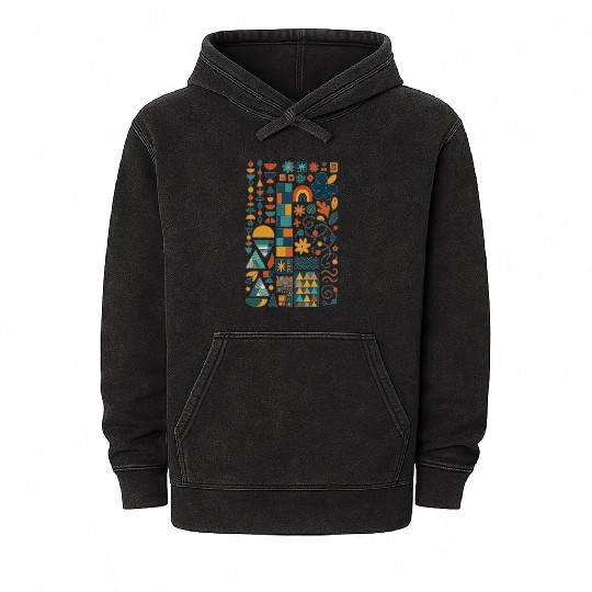 Colorful Geometric Harmony Mineral Wash Hoodies
