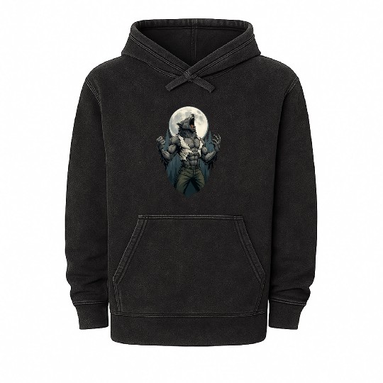 Howl of the Alpha – Werewolf Under the Moon Mineral Wash Hoodies