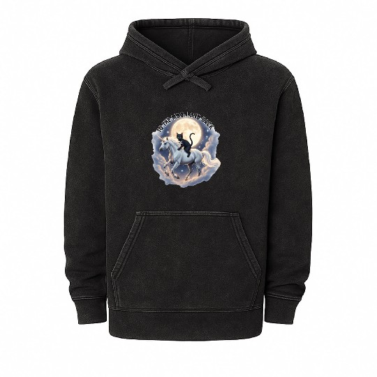 To the Moon and Back Cat Unicorn Fantasy Magic Cat Mineral Wash Hoodies