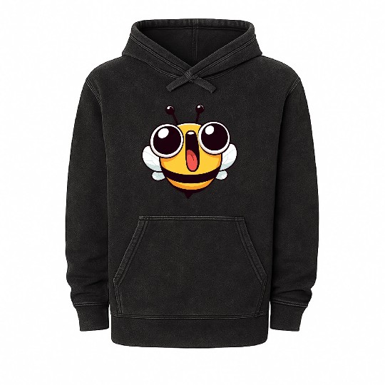 Euphoric bee meme cartoon face joy insect Mineral Wash Hoodies