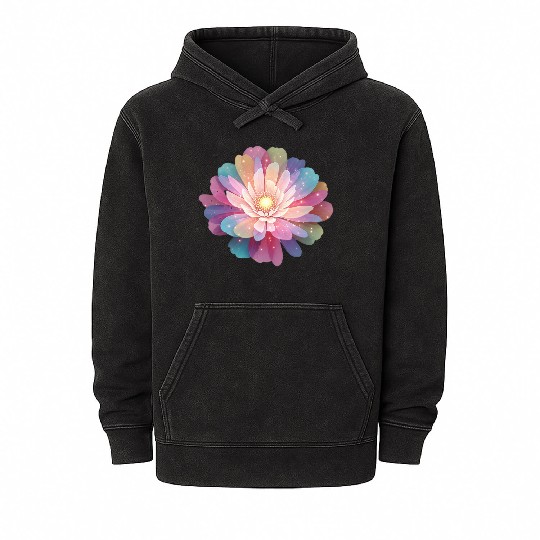 Ethereal Lotus Bloom Digital Art Mineral Wash Hoodies