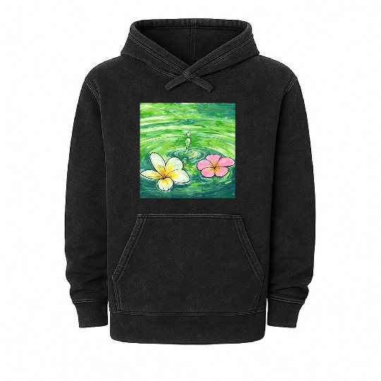 Serene Water Lilies Watercolor Design Mineral Wash Hoodies