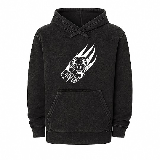Panther Claw Rip White Outline Mineral Wash Hoodies
