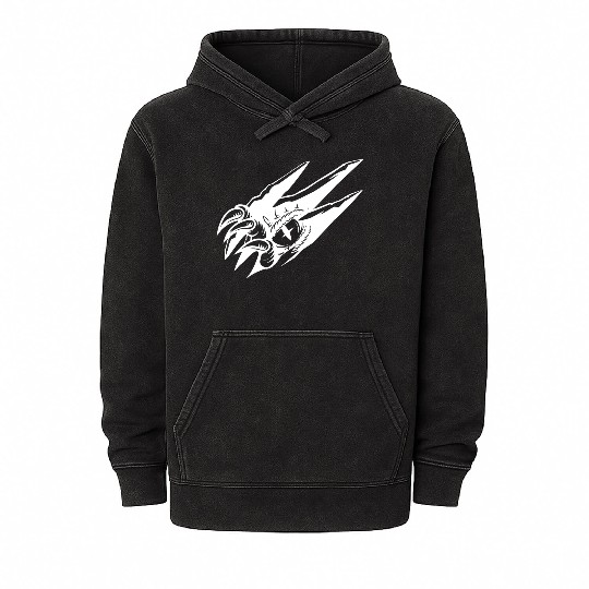 Dragon Eye Claw Rip White Outline Mineral Wash Hoodies