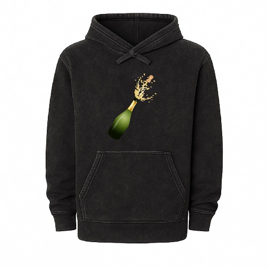 A champagne bottle – for New Year's Eve & parties Mineral Wash Hoodies
