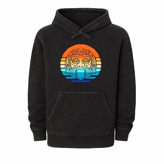 Mayan And Aztec Symbols Indigenous Tribe Mineral Wash Hoodies