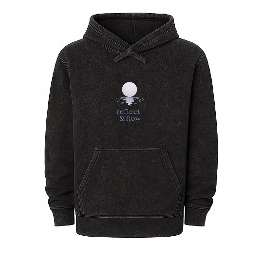 Reflect & Flow – Moon and Water Minimal Design Mineral Wash Hoodies