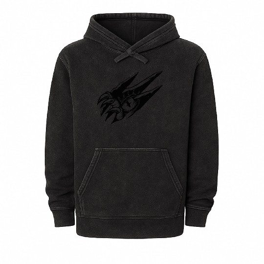 Dark Dragon Claw Emblem Print Mineral Wash Hoodies