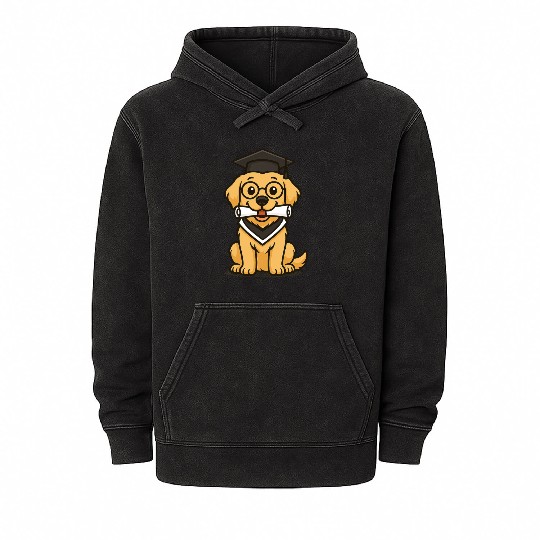 Graduation Golden Retriever Smart Dog Mineral Wash Hoodies