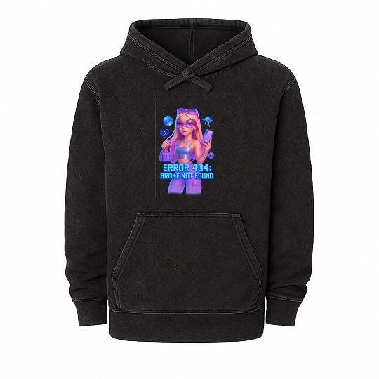 Y2K Rich Girl - ERROR 404 Bold Aesthetic Mineral Wash Hoodies