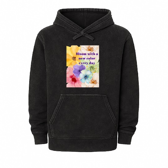 Watercolor Floral Bloom Illustration Mineral Wash Hoodies