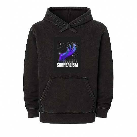 Vivid Surrealism Hand with Cosmic Lights Mineral Wash Hoodies