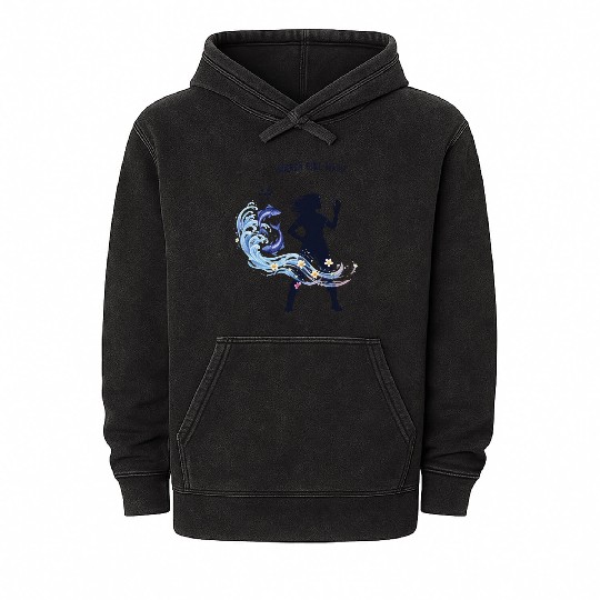 March Girl Magic Watercolor Design Mineral Wash Hoodies