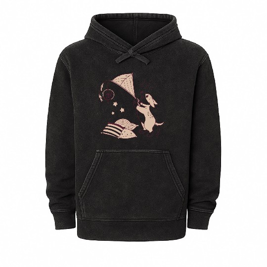 Whimsical Dachshund with Dreamcatcher Mineral Wash Hoodies